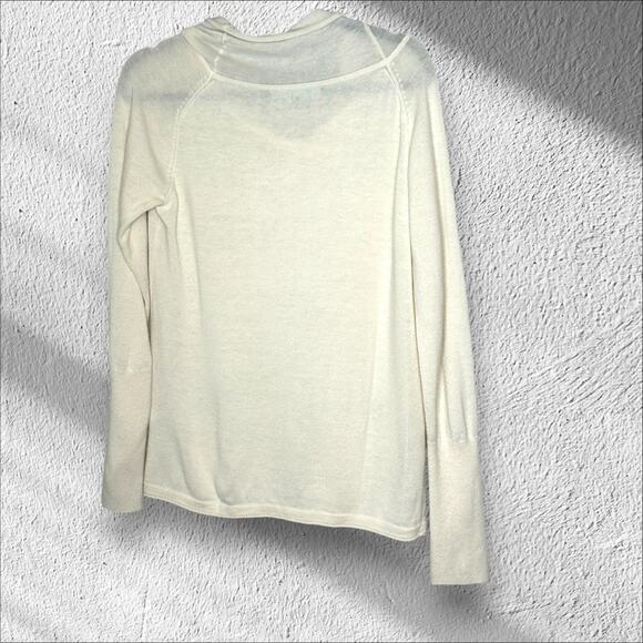 Title Nine Merino Wool Mock Neck Sweater Ivory Size Large‎ Neutral Minimalist - Picture 2 of 9